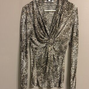Alexandra Rosati Black/Cream leopard print top. Size 8